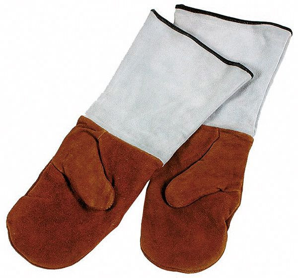 Gants de cuisson APS, longueur 45 cm, cuir, doublés avec poignets, résistants à la chaleur jusqu'à 250°C, non lavables en machine, 88090