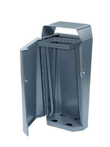 Poubelle sur pied Renner "Modèle ESTILO" capacité d'environ 70 L, à visser, galvanisée, revêtue, vert mousse, avec support pour sac poubelle, 7759-00PB 6005