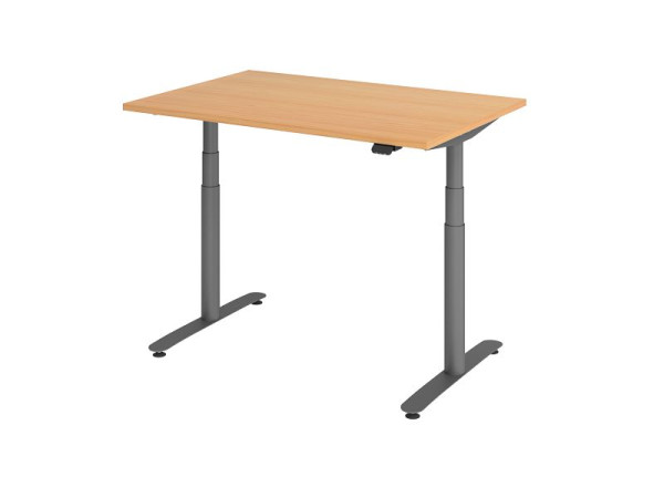Hammerbacher bureau assis-debout électrique 120x80cm hêtre/graphite, VXDLR12/6/G