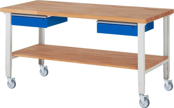 Etabli mobile RAU (réglable en hauteur) 7002A7, 2000x900x950-1000mm, 4 roulettes pivotantes, 05-7002A7-209B4H4.11