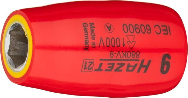 Douille Hazet, hexagonale, carré creux 10 mm (3/8"), 9 mm, type court, 880KV-9