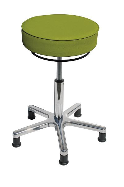 Tabouret Lotz, assise : similicuir, citron vert, Ø 360 mm, épaisseur d'assise 90 mm, réglage de la hauteur d'assise : 540 - 720 mm, aluminium, 3861.0-16