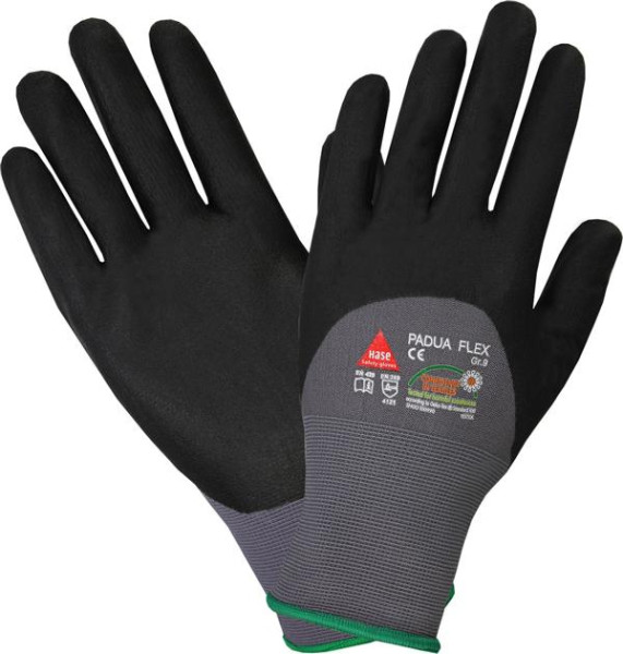 Hase Safety PADUA FLEX, revêtement mousse nitrile, enduit 3/4, taille : 7, UE : 10 paires, 508155-7