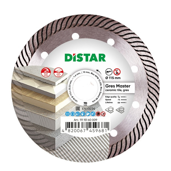 Disque à tronçonner diamanté Distar 1A1R 115 Gres Master, 11115160009