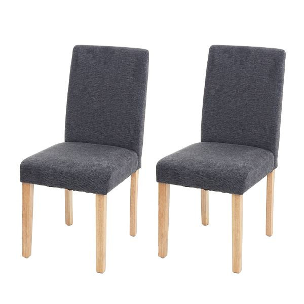 Lot de 2 chaises de salle à manger, chaises de cuisine Mendler, Littau, textile, gris anthracite, pieds légers, 74548
