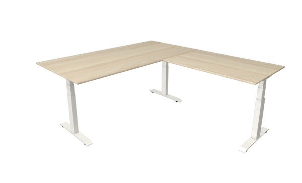 Kerkmann table debout/assise Move 4 neuve 200 x 100 cm avec rallonge 120 x 80 cm cadre blanc, plateau en érable, 10093350