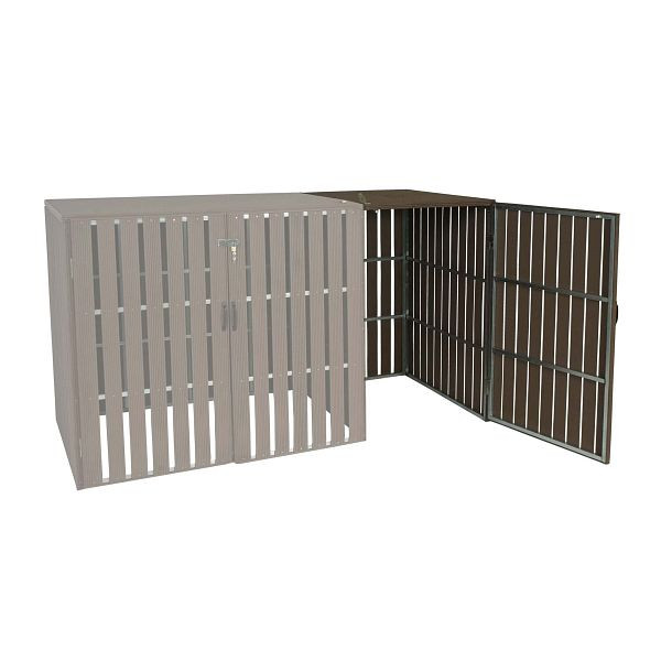 Mendler XL 1/2 WPC rallonge de revêtement de poubelle HWC-J28, poubelle, métal aspect bois, marron, 75991+75992