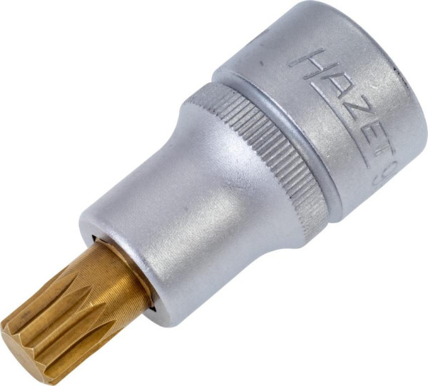 Douille tournevis Hazet, carré creux 12,5 mm, profil multident interne XZN, M10, version courte avec moletage, 990-10