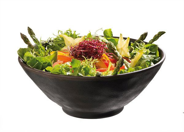 Bol APS -MARONE-, Ø 21 cm, hauteur : 8,5 cm, 1 litre, mélamine, noir, avec bord marron, 84112