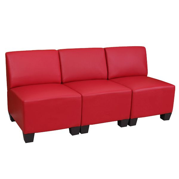 Mendler Canapé modulaire 3 places Couch Lyon, simili cuir, rouge, sans accoudoirs, 3x21691