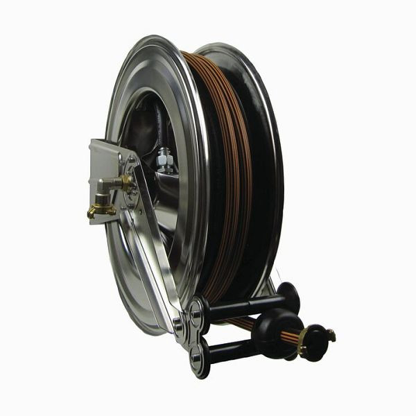 Enrouleur de tuyau Ebinger OSM 510, max. 15bar / 90 ° C, 20m - tuyau en caoutchouc 1/2 "ET, boîtier: acier inoxydable, 1.514.104