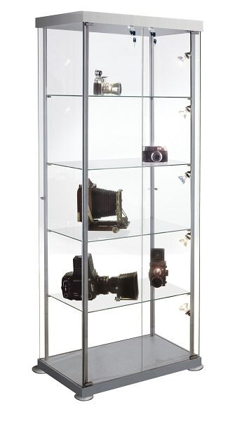Kerkmann vitrine rectangulaire expoline, L 850 x P 425 x H 1800 mm, transparent/aluminium argent, 40376182