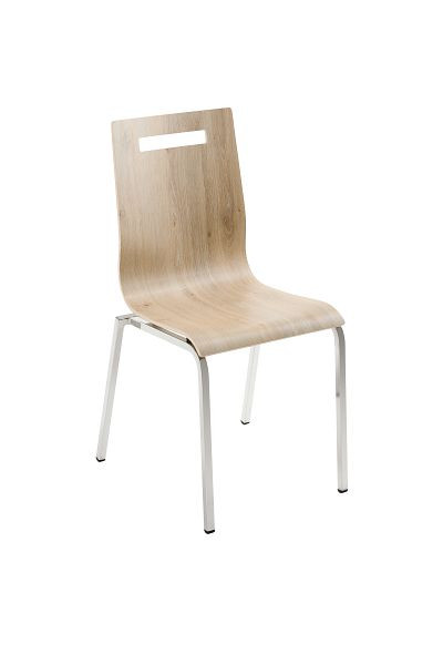 Mayer Sitzmöbel myLIFE chaise empilable, assise et dossier couleur hêtre, cadre chromé, 2119_01_75