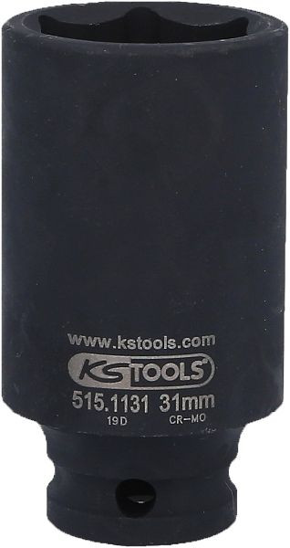 KS Tools Douille à chocs hexagonale 1/2", longue, 31 mm, 515.1131