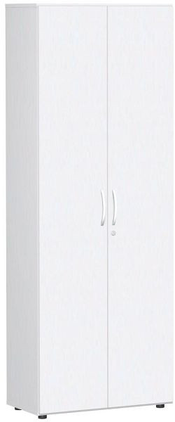 armoire à portes battantes geramöbel avec pieds, y compris amortisseur de porte, verrouillable, 800x420x2160, blanc/blanc, S-386100-WW