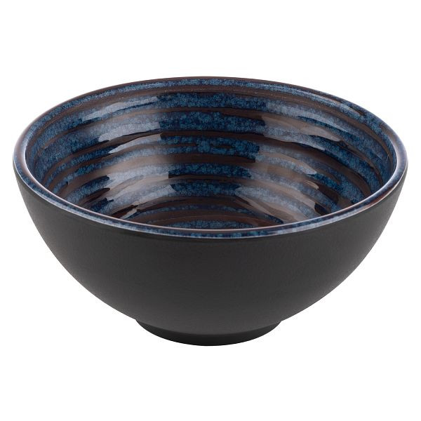 Bol APS -LOOPS-, Ø 15 x 7 cm, mélamine, intérieur : décor, bleu foncé, extérieur : gris foncé, 0,5 litre, 85036