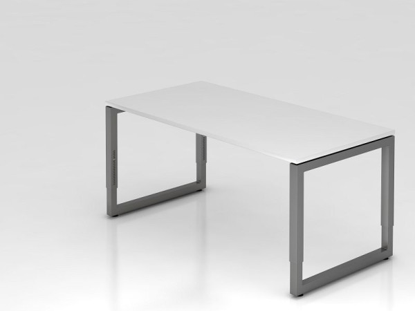 Bureau Hammerbacher O-foot carré 160x80cm blanc/graphite, forme rectangulaire avec plateau flottant, VRS16/W/G