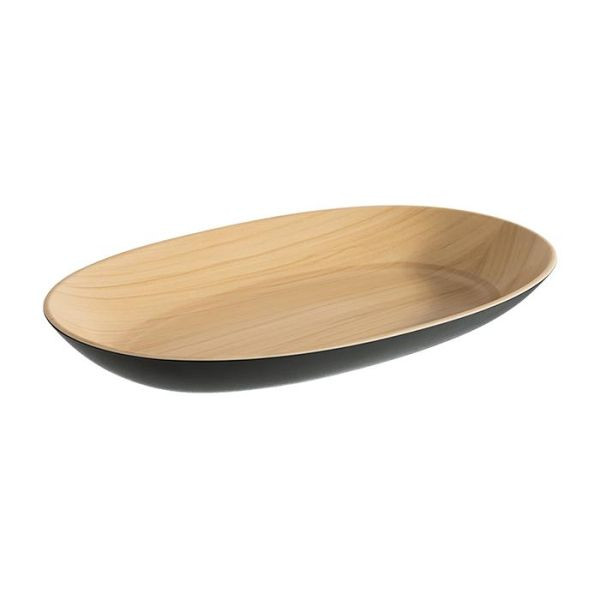 Bol APS -FRIDA-, 33,5 x 21 cm, hauteur : 4 cm, mélamine, intérieur : aspect bois, extérieur : noir, 1,2 litre, 84948
