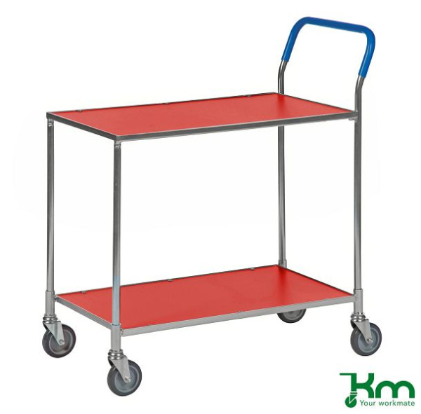 Chariot de table Kongamek, 4 roulettes pivotantes, rouge / galvanisé électrolytique, KM1720-1