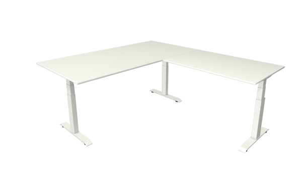 Kerkmann table debout/assise Move 4 nouveau 200 x 100 cm avec rallonge 120 x 80 cm cadre blanc, plateau blanc, 10093310