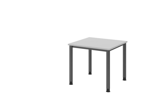 Bureau Hammerbacher HS08, 80 x 80 cm, plateau : gris, épaisseur 25 mm, structure à 4 pieds en graphite, hauteur de travail 68,5-81 cm, réglable en continu, VHS08/5/G