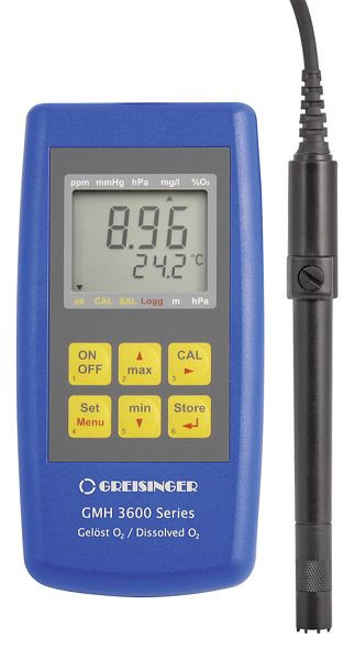 Compteur d'oxygène dissous Greisinger GMH 3611 avec capteur et câble de 4 m, 605922