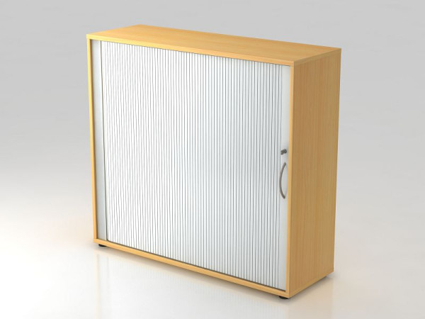 Armoire à volets roulants Hammerbacher horizontale, 3OH poignée arquée 120 cm hêtre/argent, 120x40x110 cm (LxPxH), V1733S/6/S/BM