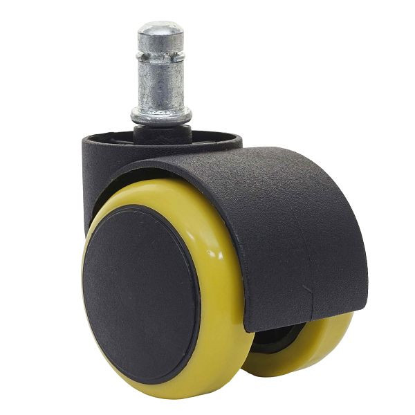 Mendler lot de 5 roulettes pour sols durs HWC-H86, roulettes de chaise de bureau, roulettes de chaise, capacité de charge de 150 kg 50 mm, jaune, 74229