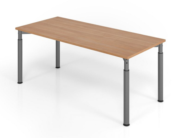 Bureau Hammerbacher YS19, 180 x 80 cm, plateau : noyer, épaisseur 25 mm, chant épais en ABS, forme rectangulaire, graphite, VYS19/N/G