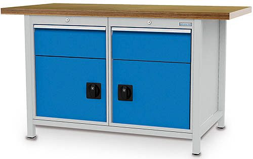 Établi à caisson Bedrunka+Hirth série 1500 R18-24, 2 x 200 mm, tiroirs à extension totale, 1500 x 750 x 859 mm, 03.14.17V