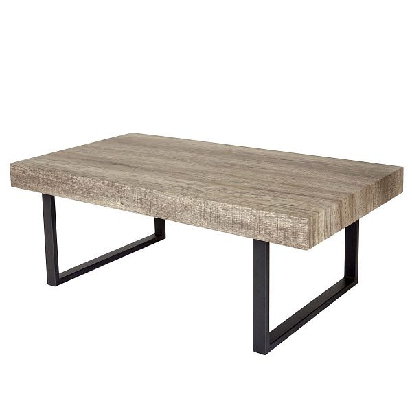 Table basse Mendler Kos T576, table de salon, 40x110x60cm, chêne sauvage, pieds en métal foncé, 46136