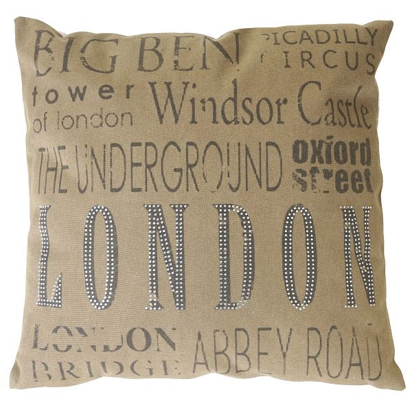 Coussin décoratif Mendler London, coussin de canapé avec rembourrage, strass marron 45x45cm, 51881