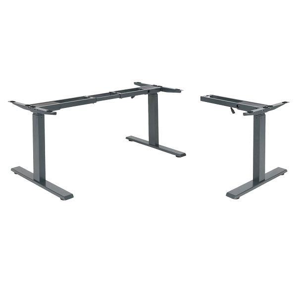 Cadre Mendler HWC-D40, cadre de table variable pour bureau d'angle, réglable en hauteur électriquement Mémoire 45kg, gris anthracite, 75749