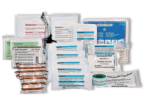 Kit de recharge DENIOS pour trousses de premiers secours, remplissage selon DIN 13157, 116-144