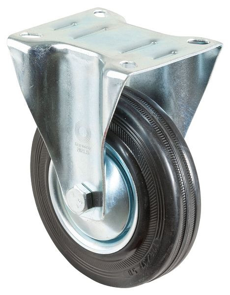Rouleau de transport BS rollers, rouleau fixe, largeur de roue 37 mm, roue Ø 125 mm, capacité de charge 100 kg, jante en acier, roulement à rouleaux, plaque, lot de 4, L410.B55.126