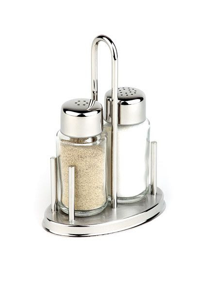 APS Cruet -CLASSIC-, 10,5 x 6,5 cm, hauteur : 16 cm, support en acier inoxydable 18/8, récipient en verre avec couvercle en acier inoxydable, 40310