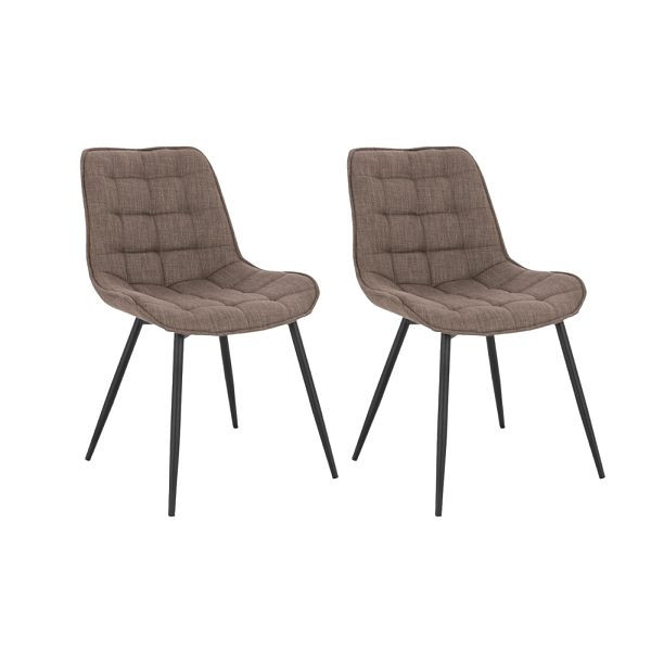 HOME DELUXE Chaises de salle à manger rembourrées, lot de 2 IKALO – tissu tissé gris/marron, 49714