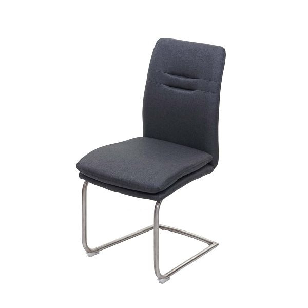 Chaise de salle à manger Mendler HWC-H70, chaise de cuisine fauteuil en porte-à-faux, tissu/textile acier inoxydable brossé, gris foncé, 73928