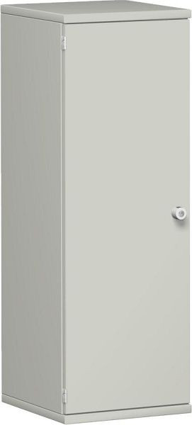 geramöbel armoire à portes battantes 2 étagères décoratives, verrouillable, serrure à droite, 400x425x1152, gris clair/gris clair, N-10DR304-LL