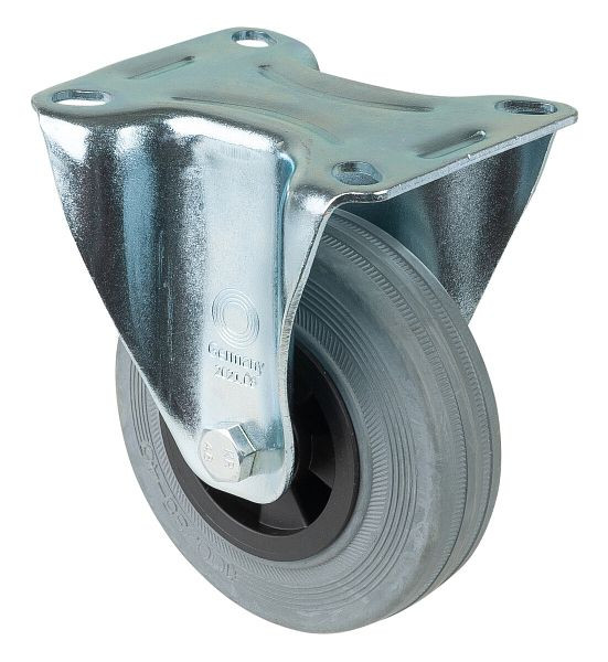 Rouleau de transport BS rollers, rouleau fixe, largeur de roue 30 mm, roue Ø 100 mm, capacité de charge 70 kg, plastique, roulement à rouleaux, plaque, lot de 4, L410.B46.100