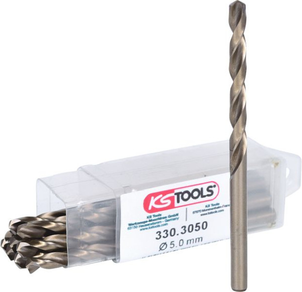KS Tools Foret hélicoïdal HSS-G Co 5, 5 mm, paquet de 10, 330.3050