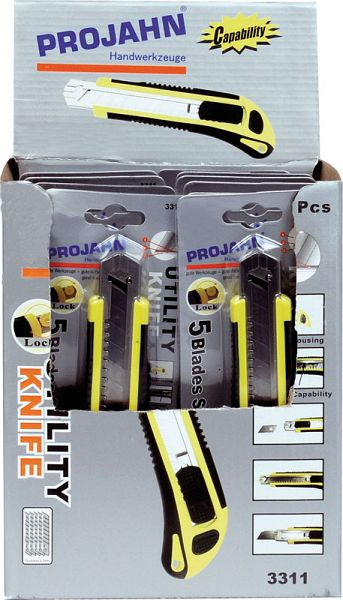 Présentoir Projahn avec couteaux 12x avec lame rétractable de 18 mm, 331112