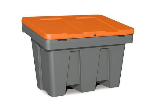 Récipient à sable DENIOS type GB 300, en polyéthylène (PE), volume de 300 litres, couvercle orange, 241-878