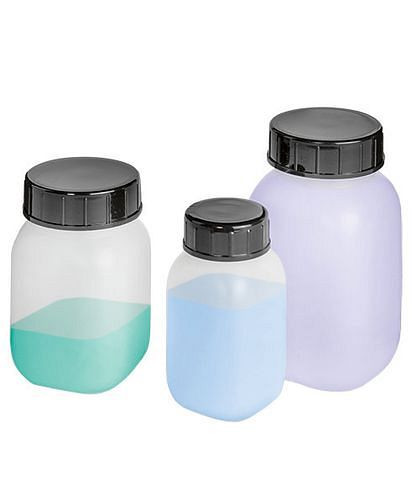 Flacons à col large DENIOS en HDPE, carrés, naturellement transparents, 100 ml, UE : 30 pièces, 281-973