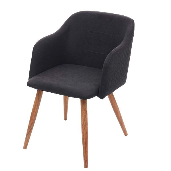 Mendler HWC-D71 chaise de salle à manger, chaise de cuisine, design rétro, accoudoirs tissu/textile, gris anthracite, 75242