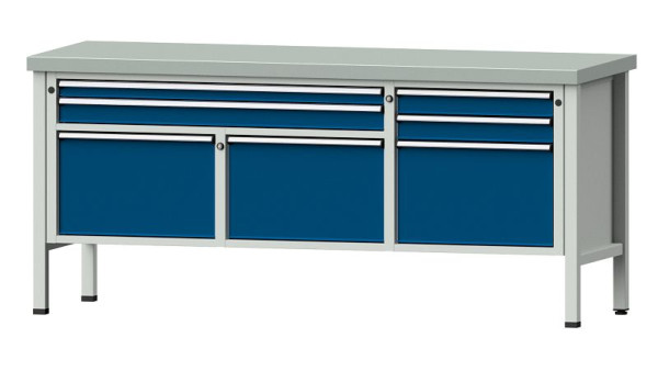 Établis ANKE établi à caissons, modèle 281 V, 2000 x 700 x 900 mm, RAL 7035/5010, ZBP 50 mm, 304.531