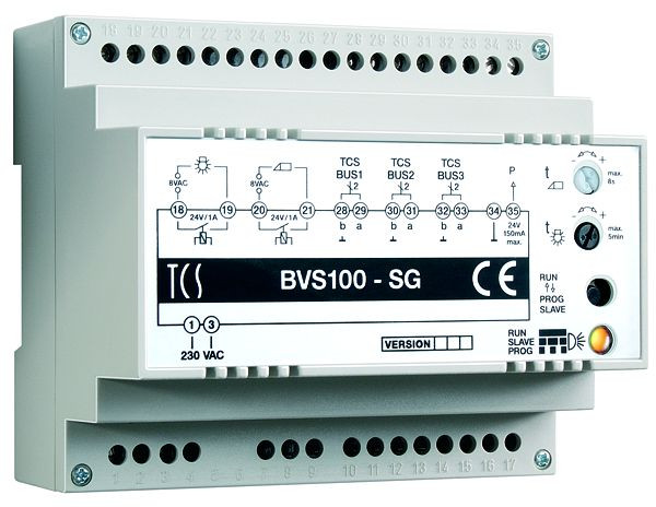 Unité d'alimentation et de commande TCS pour systèmes à 3 brins, rail DIN 6 HP, BVS100-SG