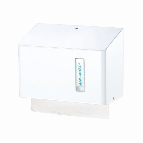 Distributeur d'essuie-tout Air Wolf pour environ 300 essuie-tout, série Omega, H x L x P : 200 x 278 x 133 mm, acier inoxydable blanc, 29-420