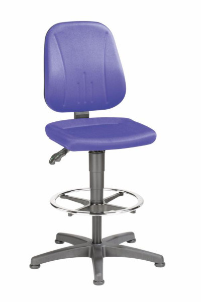 bimos Unitec avec patins et repose-pieds et assise en tissu bleu hauteur 580-850 mm, 9651-CI02