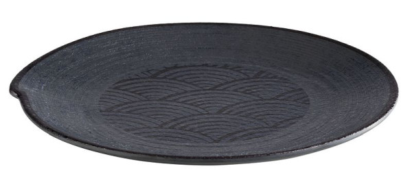 Assiette APS -DARK WAVE-, Ø 27 cm, hauteur : 2,5 cm, mélamine, intérieur : décor, extérieur : noir, 84909